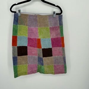 Vintage 2000s Isaac Mizrahi for Target Genuine Suede Patchwork Skirts Size 10